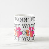 WOOF Patroon Roze Poot Print Kleurrijke Modern Fun Magische Mok (Center)