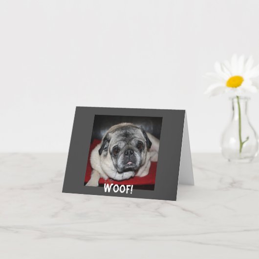 Woof, Pug Inspirerend Note Kaart (Kleine Plant)