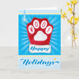 WOOF Rode Poes Hond Kerst Muts Gelukkig Kerstfeest Kaart