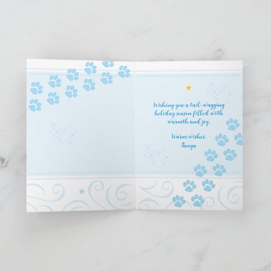 WOOF Rode Poot Hond Kerst Muts Zalige Feestdagen Kaart (Binnen)