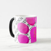 WOOF roze poot print HONDENNAAM modern huisdier pl Magische Mok (Voorkant links)