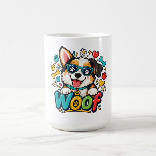 Woof Schattige Hond Pootafdruk Hart Koffiemok