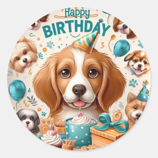 Woof-tastic Dog Happy Birthday Stickers (Voorkant)