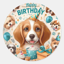 Woof-tastic Dog Happy Birthday Stickers