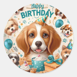Woof-tastic Dog Happy Birthday Stickers