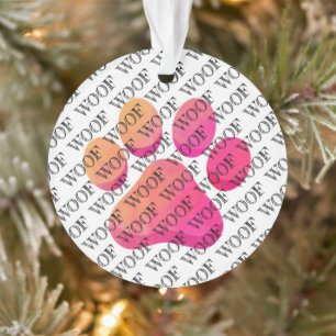 WOOF Typografie Hond Pootafdruk Modern Huisdier Pr Ornament