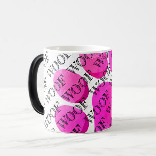 WOOF typografie roze hond poot print modern huisdi Magische Mok