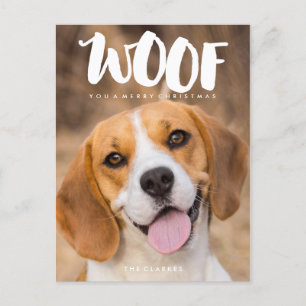 WOOF U een prettige kerst   Dog Photo Feestdagenkaart