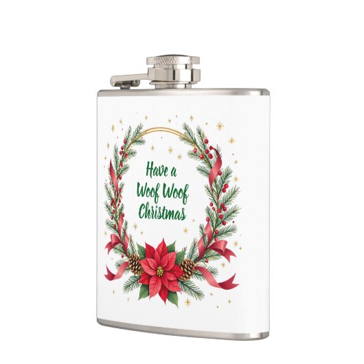 Woof Woof Christmas Flask - Customizable Text  Heupfles (Links)