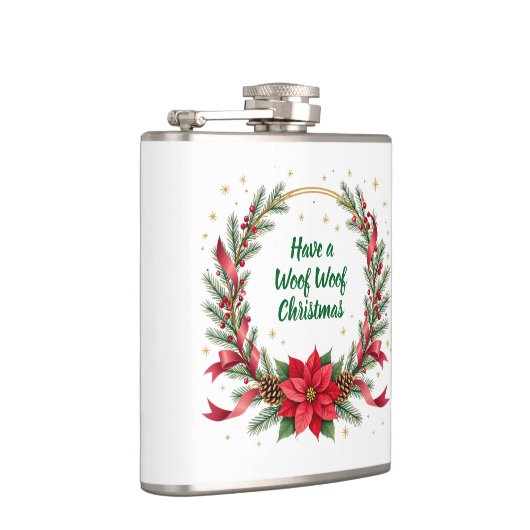 Woof Woof Christmas Flask - Customizable Text  Heupfles (Rechts)