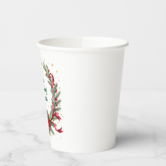 Woof Woof Christmas Paper Cup - Customizable Text  Papieren Bekers (Links)