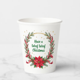 Woof Woof Christmas Paper Cup - Customizable Text  Papieren Bekers