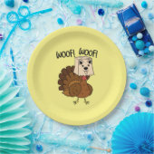 Woof Woof Funny Thanksgiving Turkije Diner Papieren Bordje (Feest)