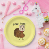 Woof Woof Funny Thanksgiving Turkije Diner Papieren Bordje (Feest)
