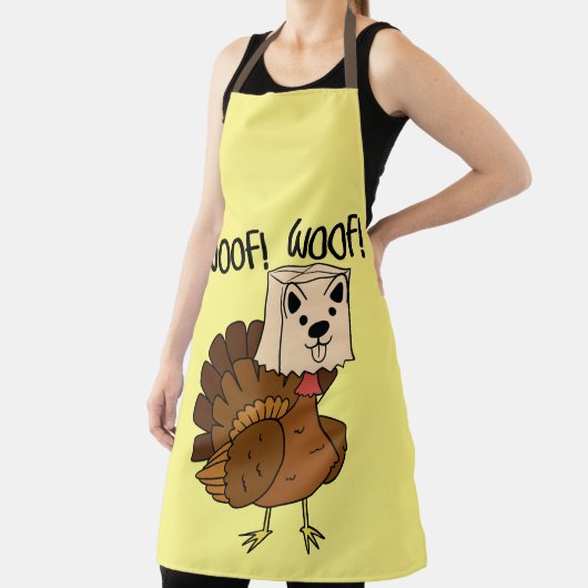 Woof Woof Funny Thanksgiving Turkije Keuken Schort (Insitu)