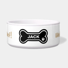 Woof, Woof Paw Print en Hart Gepersonaliseerde Hon Voerbakje