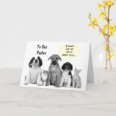 WOOF WOOF, VOOR ONZE PASTOOR OP VERJAARDAG KAART (Gele Bloem)