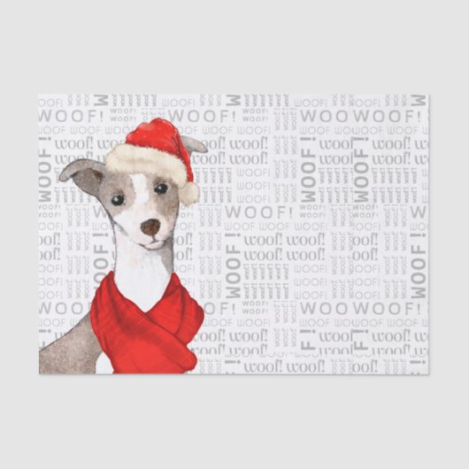 Woof Woordkunst en Italiaanse Greyhound Kerstmis Tissuepapier (Voorkant)