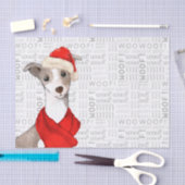 Woof Woordkunst en Italiaanse Greyhound Kerstmis Tissuepapier (Craft)