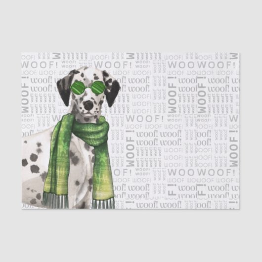 Woof Woordkunst en Kerstmis Dalmatische Hond Tissuepapier (Voorkant)
