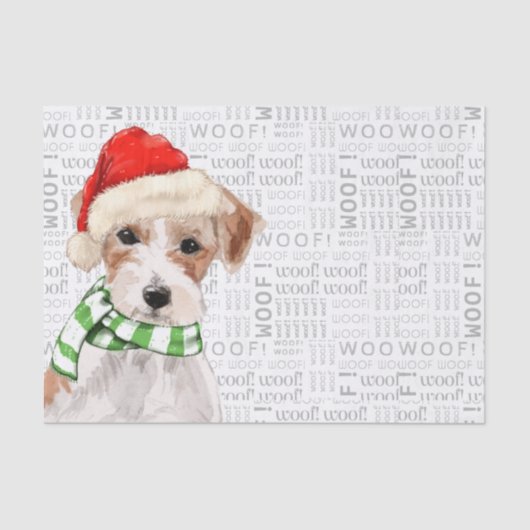 Woof Woordkunst en Kerstmis Jack Russell Hond Tissuepapier (Voorkant)