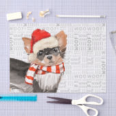 Woof Woordkunst en langharige Chihuahua Santa Dog Tissuepapier (Craft)