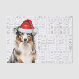 Woof Word Art en Australische Herder Santa Dog Tissuepapier