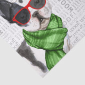 Woof Word Art en Kerstmis Boston Terrier Tissuepapier (Detail)
