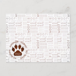 Woof Words en Paw Print in Bruin met Bedrijf Briefkaart