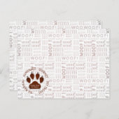 Woof Words en Paw Print in Bruin met Bedrijf Briefkaart (Voorkant / Achterkant)
