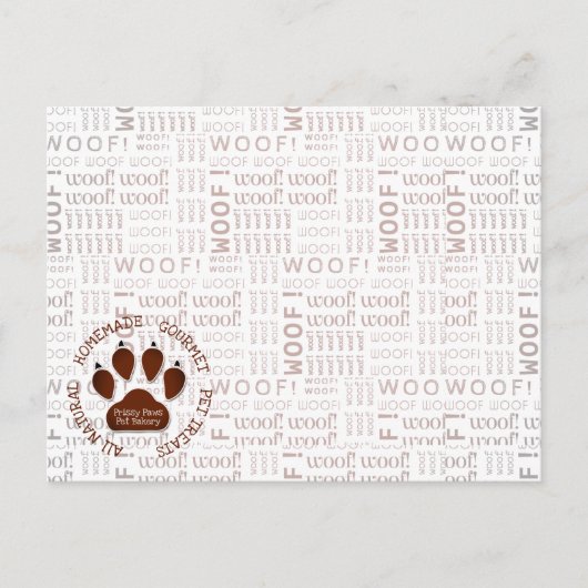 Woof Words en Paw Print in Bruin met Bedrijf Briefkaart (Voorkant)