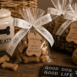 Woof Worthy Thuisgemaakte hondenbrokken Wit & Br Satijnen Lint