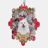 Woof You Een Vrolijk Kerstmis Gepersonaliseerd Hon Ornament Kaart (Links)
