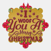 Woof You Een Vrolijk Kerstmis Gepersonaliseerd Hon Ornament Kaart (Achterkant)