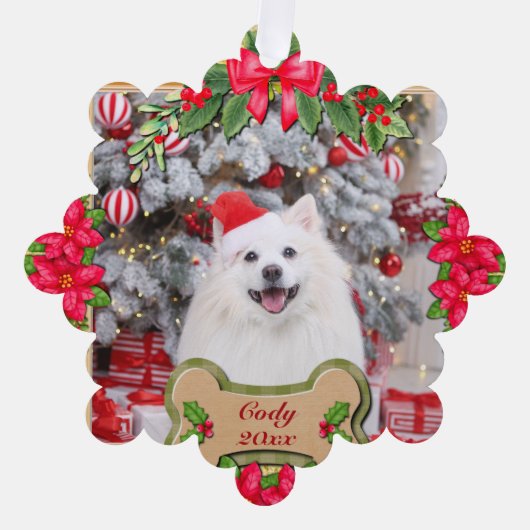 Woof You Een Vrolijk Kerstmis Gepersonaliseerd Hon Ornament Kaart (Voorkant)
