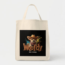 Woofdy Funny Western Cowboy Dog in de Verenigde St Tote Bag