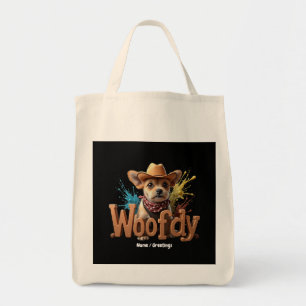 Woofdy Funny Western Cowboy Dog in de Verenigde St Tote Bag