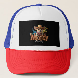 Woofdy Funny Western Cowboy Dog in de Verenigde St Trucker Pet