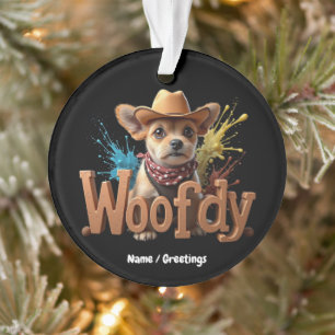 Woofdy Grappige Western Cowboy Hond in Texas Ornament