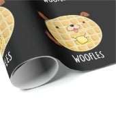 Woofles Funny Doggy Waffle Pun Dark BG Cadeaupapier (Rol Hoek)