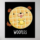 Woofles Funny Doggy Waffle Pun Dark BG Poster (Voorkant)