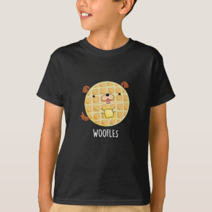 Woofles Funny Doggy Waffle Pun Dark BG T-shirt