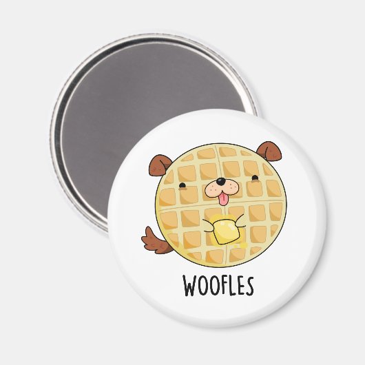 Woofles Funny Doggy Waffle Pun Magneet (Voorkant / Achterkant)