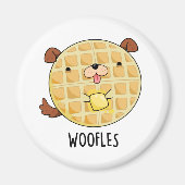 Woofles Funny Doggy Waffle Pun Magneet (Voorkant)