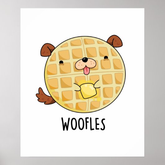 Woofles Funny Doggy Waffle Pun Poster (Voorkant)