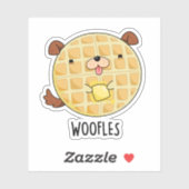 Woofles Funny Doggy Waffle Pun Sticker (Vel)