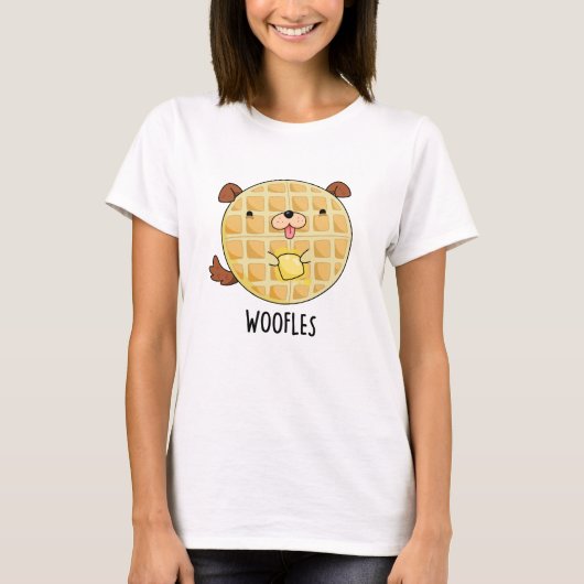 Woofles Funny Doggy Waffle Pun T-shirt (Voorkant)