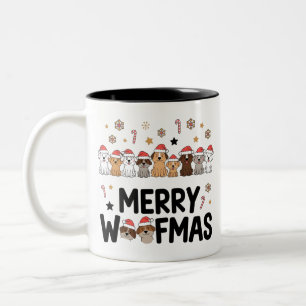 Woofmas Hondenliefhebber Mok: Schattige kerstcadea Tweekleurige Koffiemok