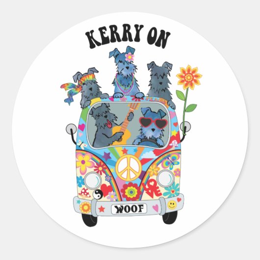 Woofstock Kerry Blue Terrier Classic Round Sticker (Voorkant)