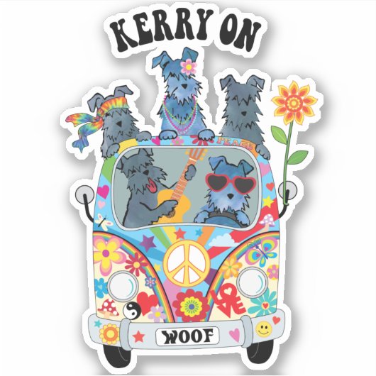 Woofstock Kerry Blue Terrier Vinyl Sticker (Voorkant)